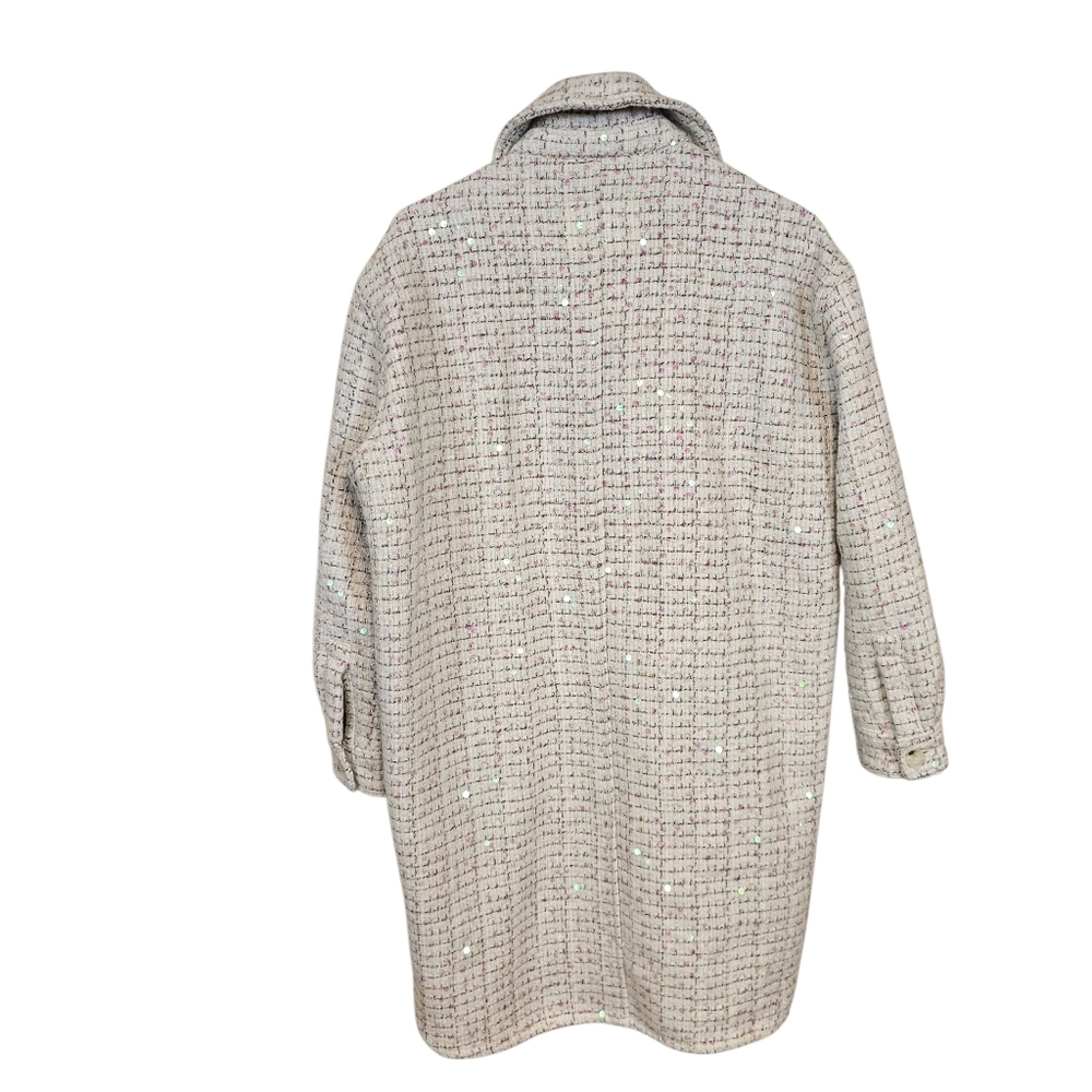 Blank NYC Grand Entrance Sequined Shirt Jacket Tweed Shacket Coat Long - Picture 3 of 10
